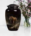 10-inch classic tiger urn with floral design.