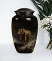 10-inch classic tiger urn with floral design.
