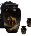 10-inch classic tiger urn with floral design.