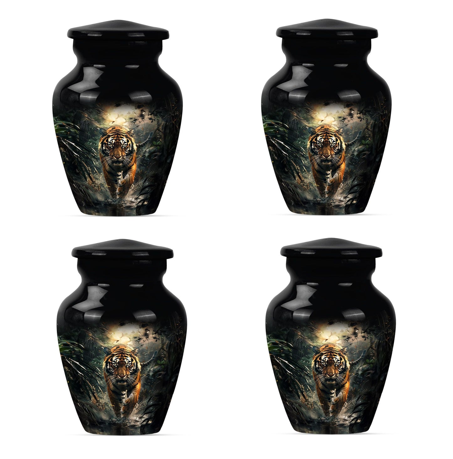 tiger urn with floral design 