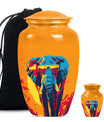 Elephant Theme Large Urn With 1 Keepsake Urn