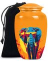 Elephant-themed memorial urn, classic 10 inch.