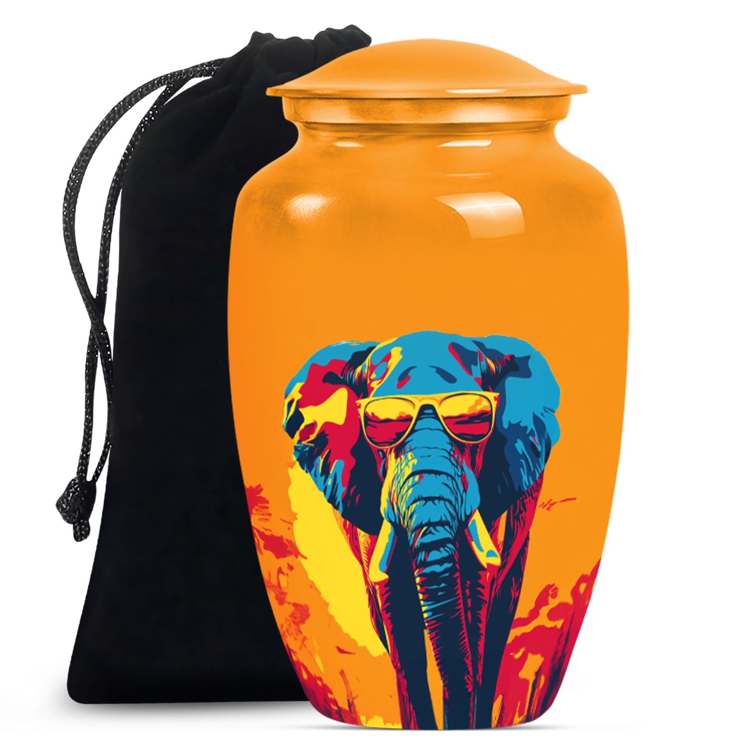 Elephant-themed memorial urn, classic 10 inch.