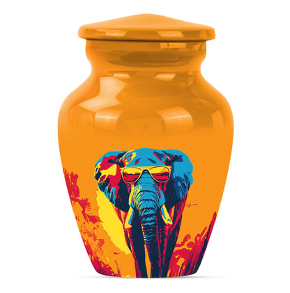 Elephant-themed memorial urn, classic 10 inch.