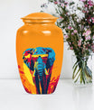 Elephant-themed memorial urn, classic 10 inch.