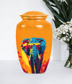 Elephant-themed memorial urn, classic 10 inch.