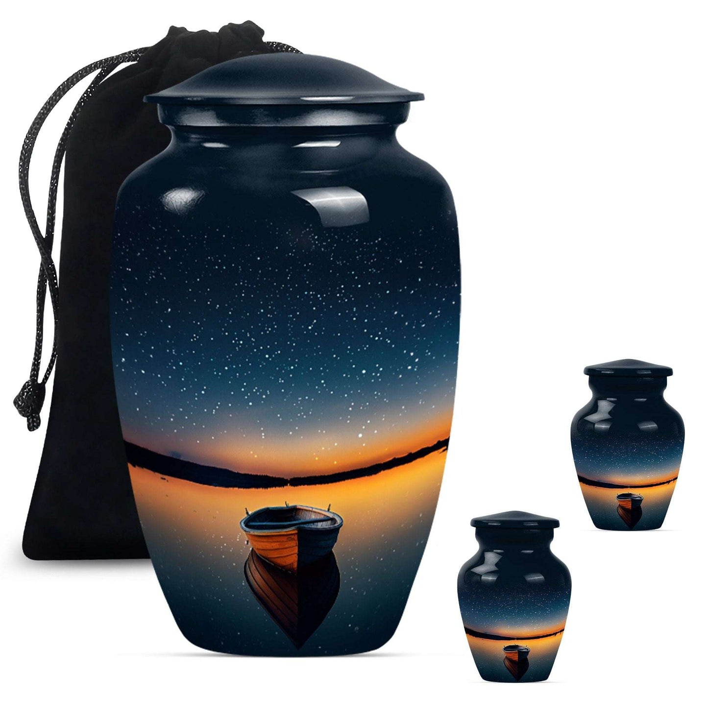 Boat Theme Large Urn With 2 Keepsake Urn