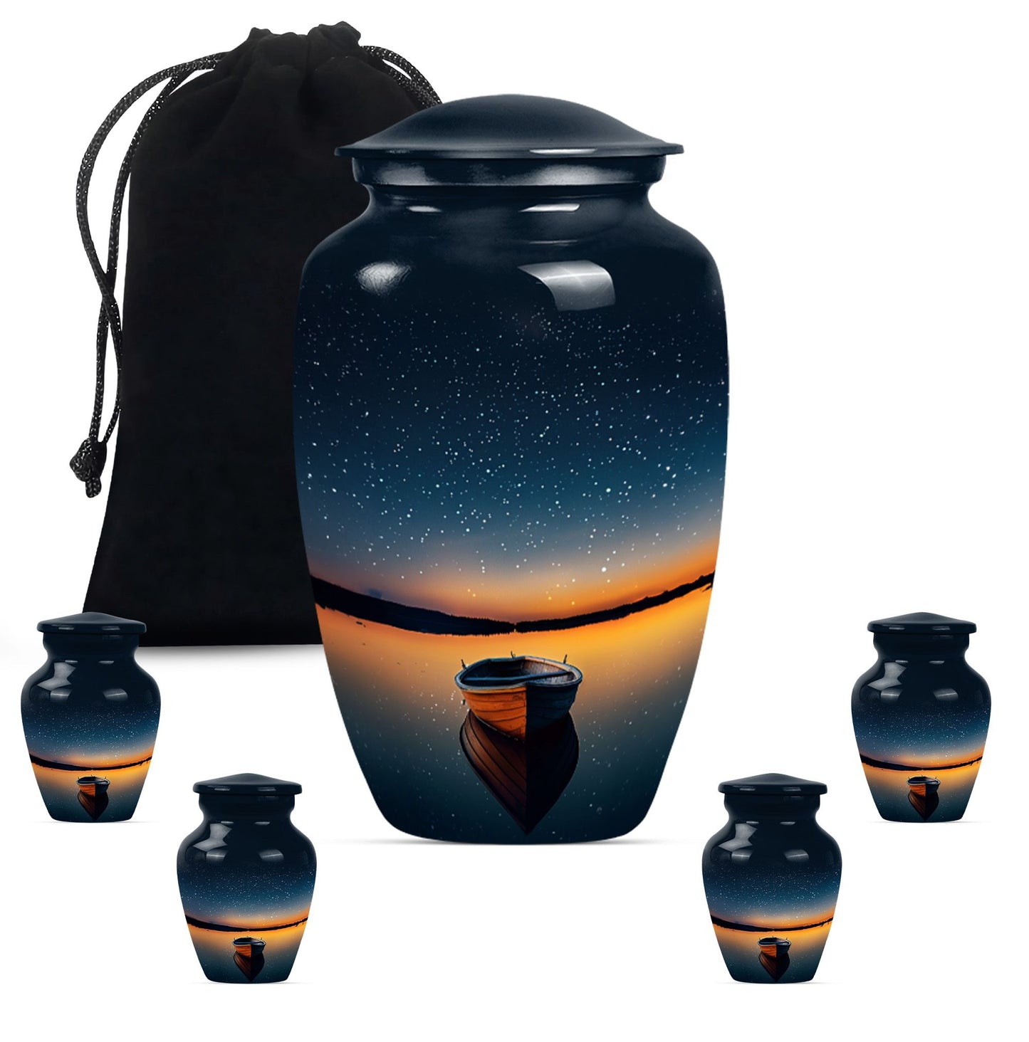 Classic 10-inch boat urn for cremation ashes.