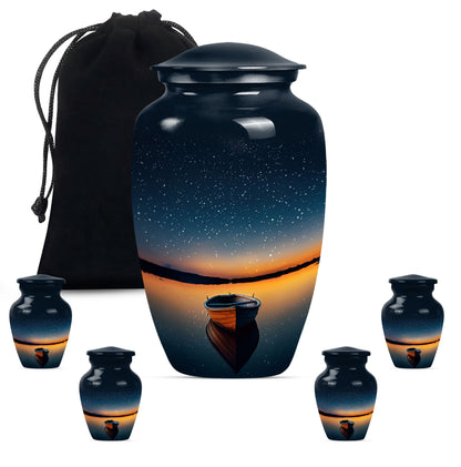 Classic 10-inch boat urn for cremation ashes.