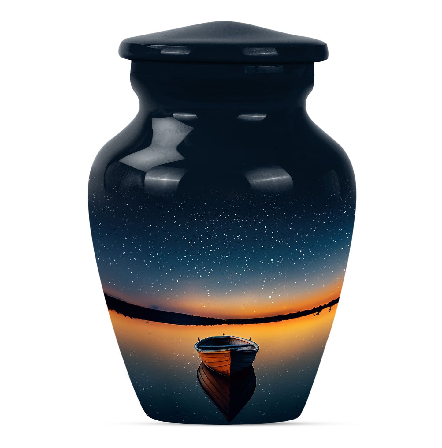 Classic 10-inch boat urn for cremation ashes.