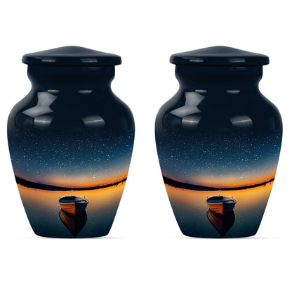Classic 10-inch boat urn for cremation ashes.