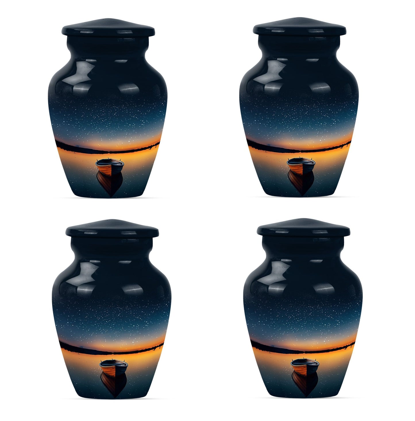 Classic 10-inch boat urn for cremation ashes.