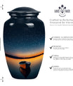 Classic 10-inch boat urn for cremation ashes.