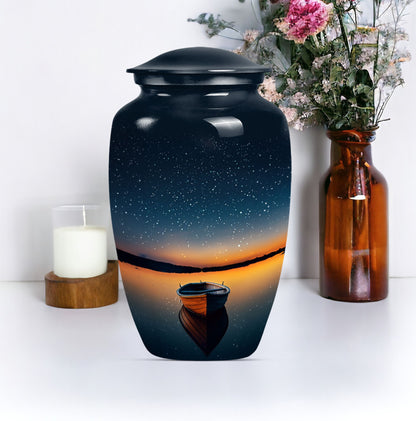 Classic 10-inch boat urn for cremation ashes.