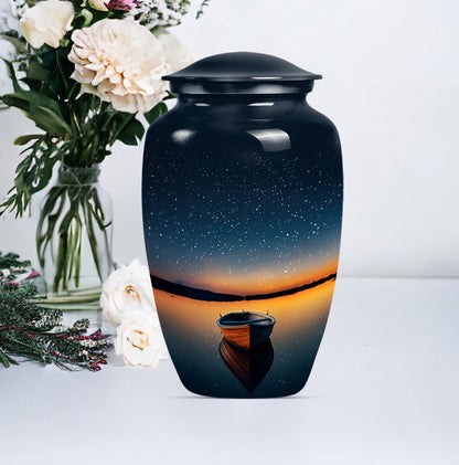 Classic 10-inch boat urn for cremation ashes.