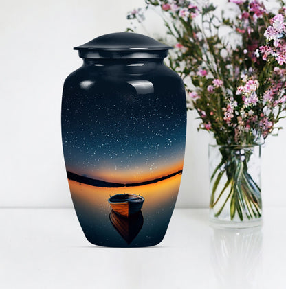 Classic 10-inch boat urn for cremation ashes.