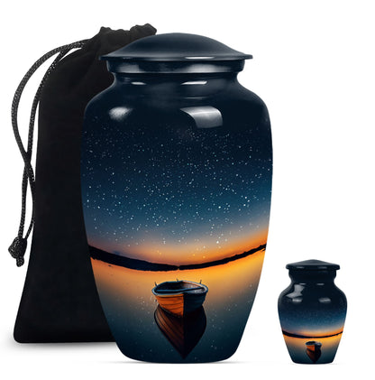 Classic 10-inch boat urn for cremation ashes.