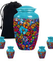 Flowers Theme Large Urn With 4 Keepsake Urn