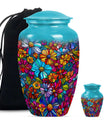 Flowers Theme Large Urn With 1 Keepsake Urn