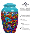 10-inch Classic Flower-Themed Urn for Adult Human Ashes, 