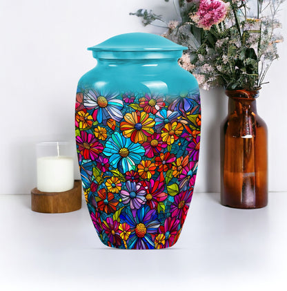 10-inch Classic Flower-Themed Urn for Adult Human Ashes, 
