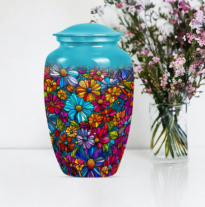 10-inch Classic Flower-Themed Urn for Adult Human Ashes, 