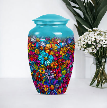 10-inch Classic Flower-Themed Urn for Adult Human Ashes, 