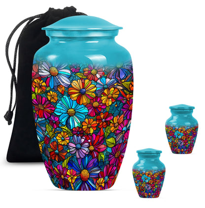 10-inch Classic Flower-Themed Urn for Adult Human Ashes, 