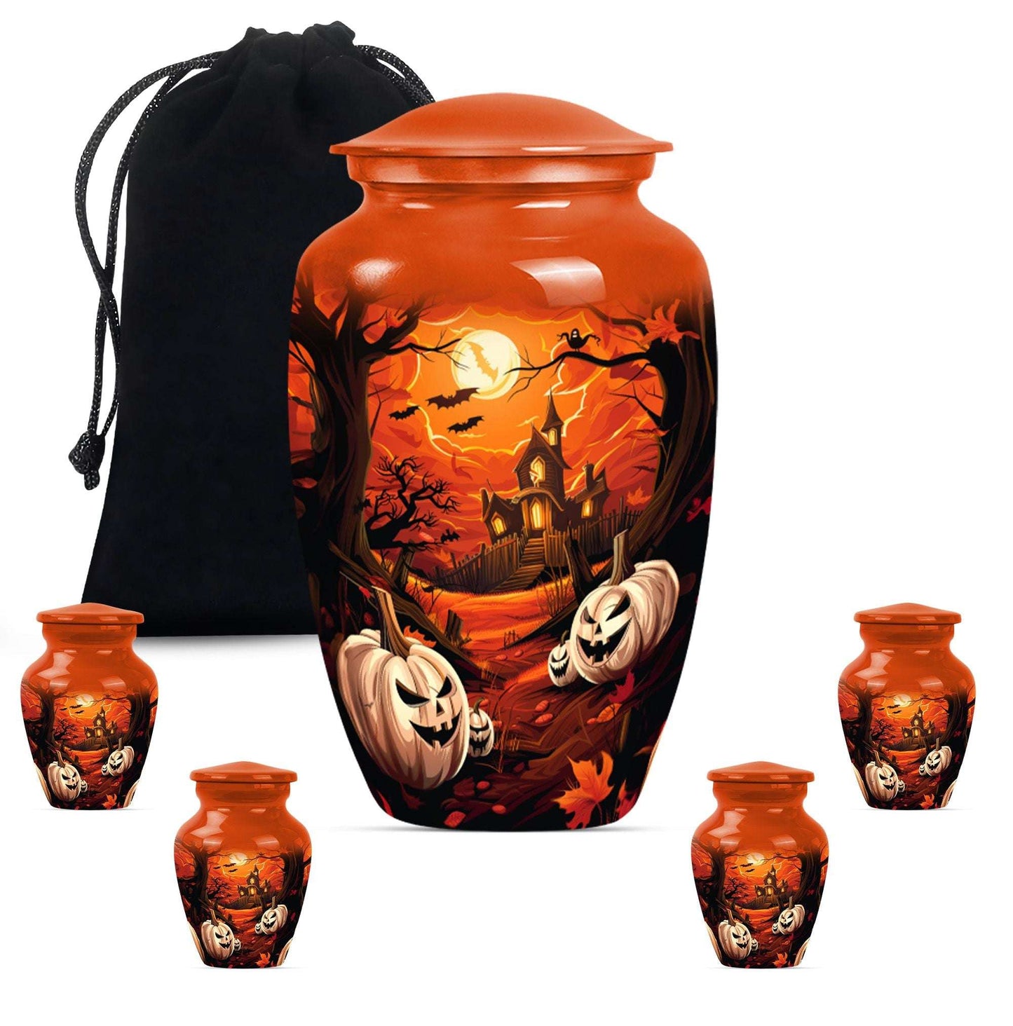 Halloween Theme Large Urn With 4 Keepsake Urn