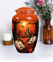 Floral themed 10 inch large aluminium Halloween urn.