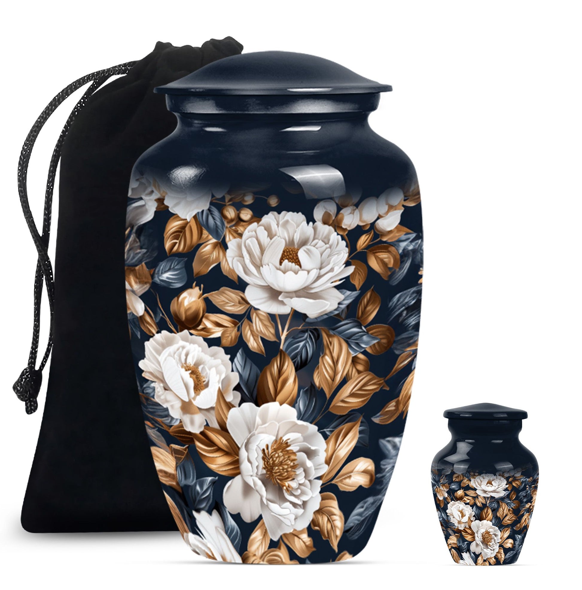 Flowers Theme Large Urn With 1 Keepsake Urn