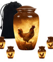 Chicken Theme Large Urn With 4 Keepsake Urn