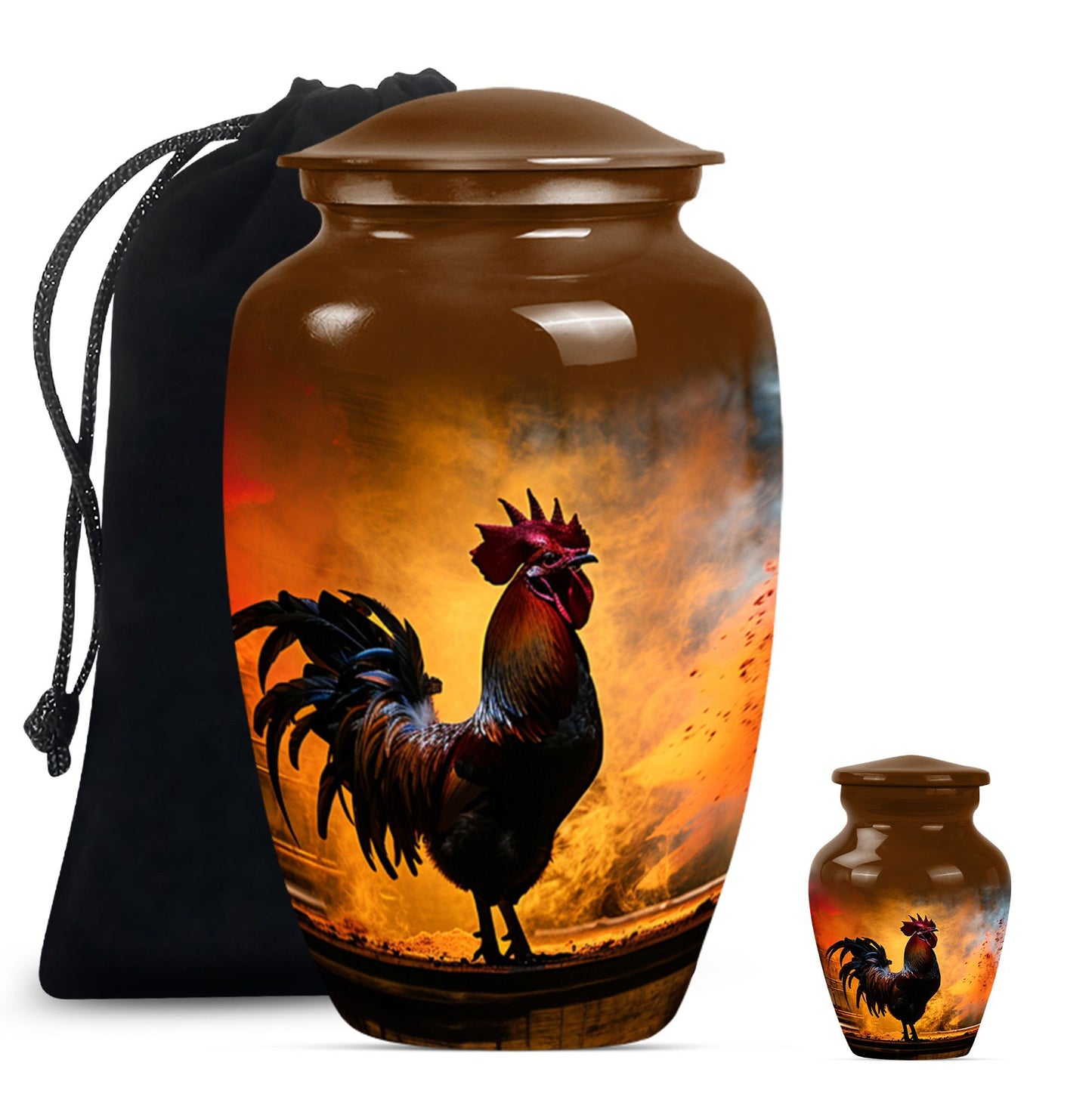 Chicken Theme Large Urn With 1 Keepsake Urn