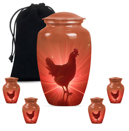  chicken urn with floral theme for cremation ashes,