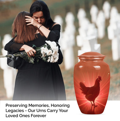  chicken urn with floral theme for cremation ashes,