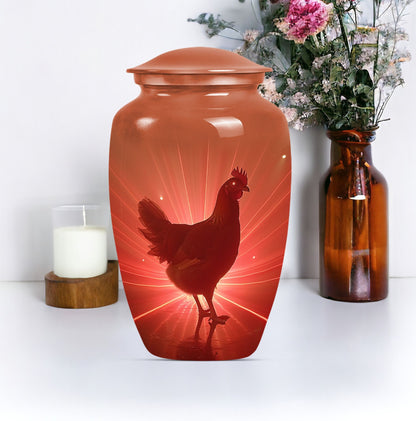  chicken urn with floral theme for cremation ashes,