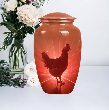  chicken urn with floral theme for cremation ashes,