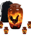 10-inch classic chicken memorial urn with floral theme .