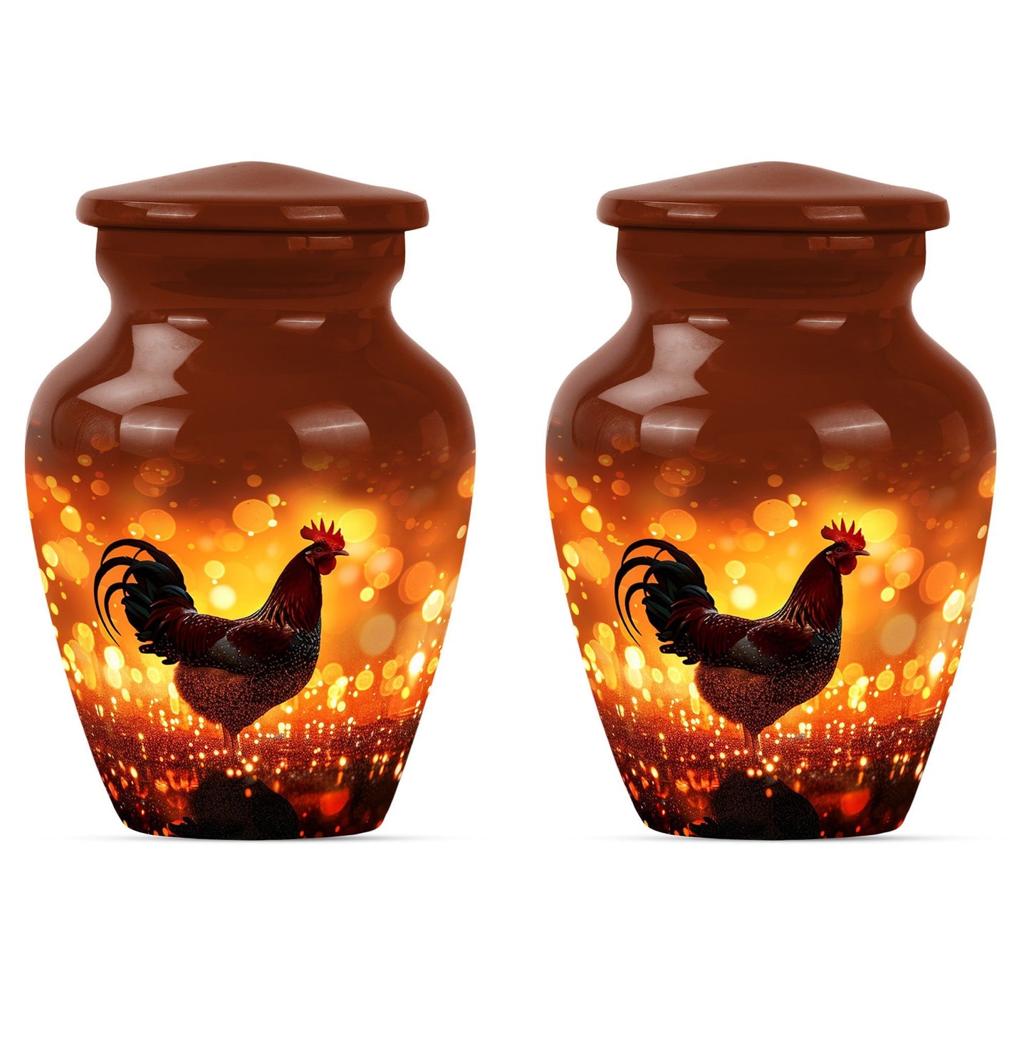 10-inch classic chicken memorial urn with floral theme .