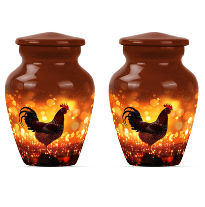 10-inch classic chicken memorial urn with floral theme .