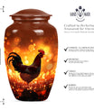 10-inch classic chicken memorial urn with floral theme .