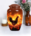 10-inch classic chicken memorial urn with floral theme .