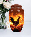 10-inch classic chicken memorial urn with floral theme .