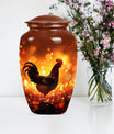 10-inch classic chicken memorial urn with floral theme .