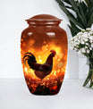 10-inch classic chicken memorial urn with floral theme .
