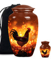 10-inch classic chicken memorial urn with floral theme .