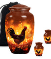 10-inch classic chicken memorial urn with floral theme .