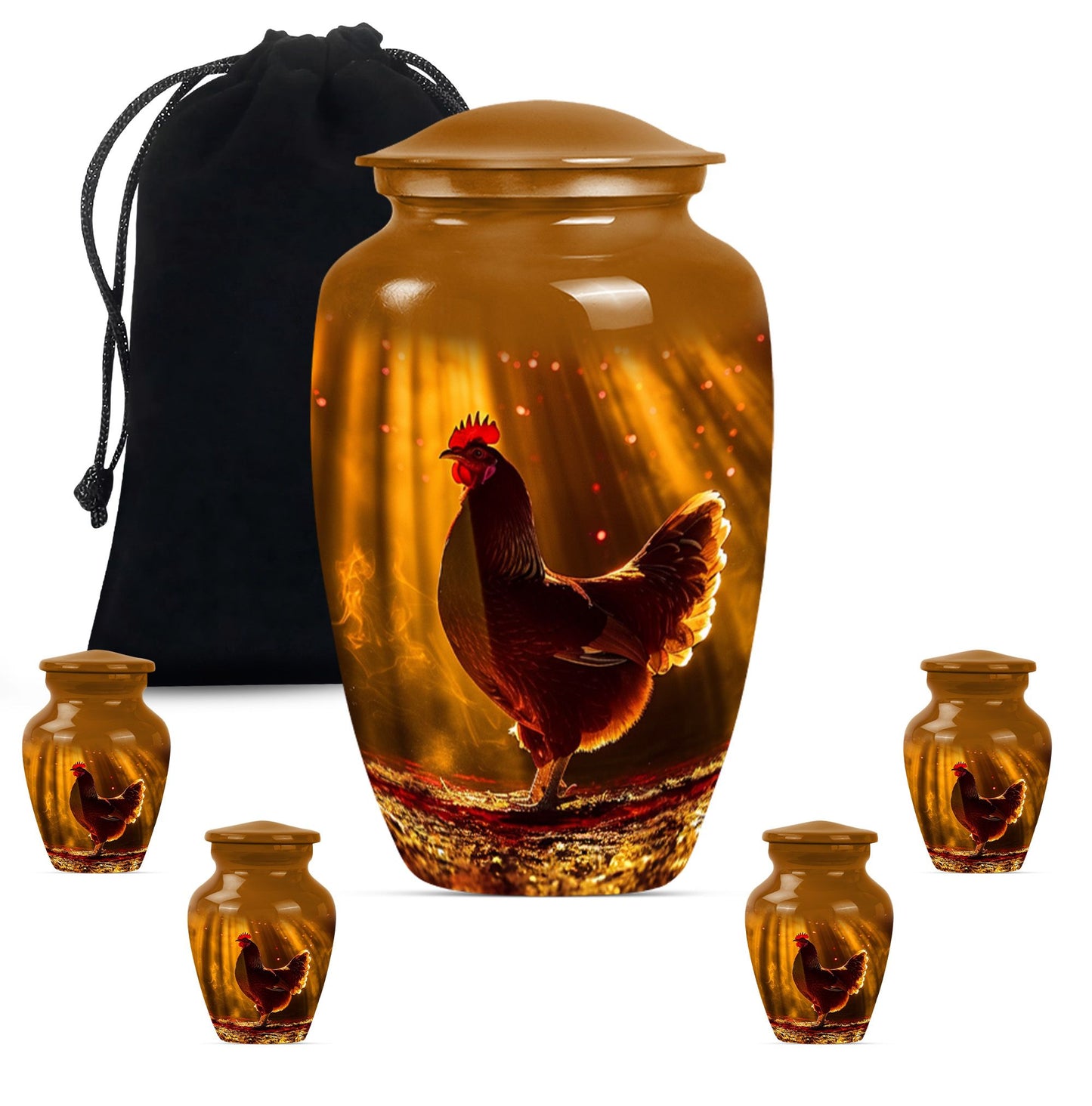 Classic aluminium urn for adult human ash.