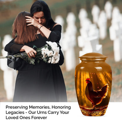 Classic aluminium urn for adult human ash.