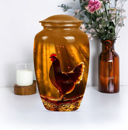 Classic aluminium urn for adult human ash.